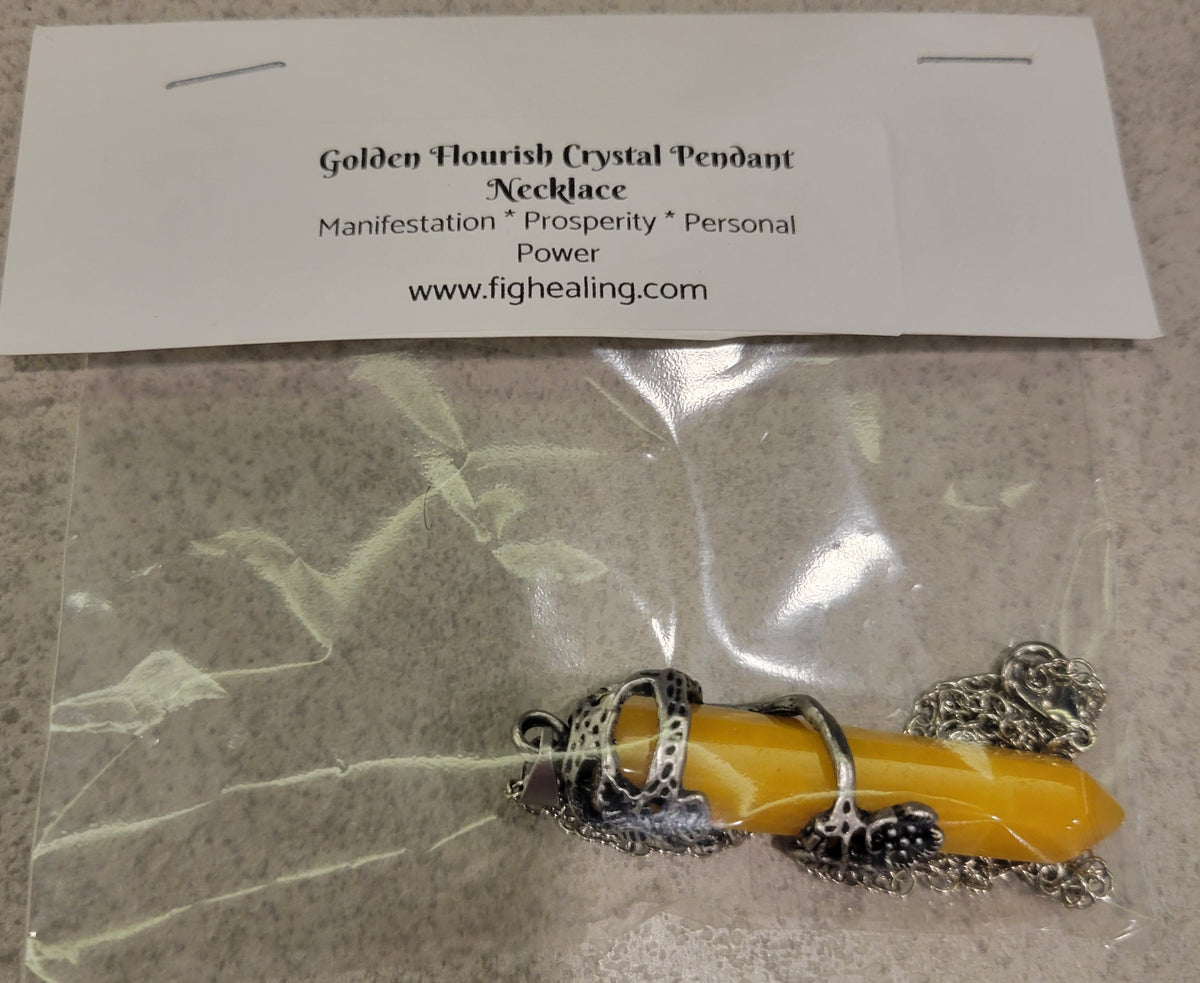 Golden Flourish Crystal Pendant Necklace