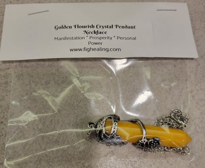 Golden Flourish Crystal Pendant Necklace